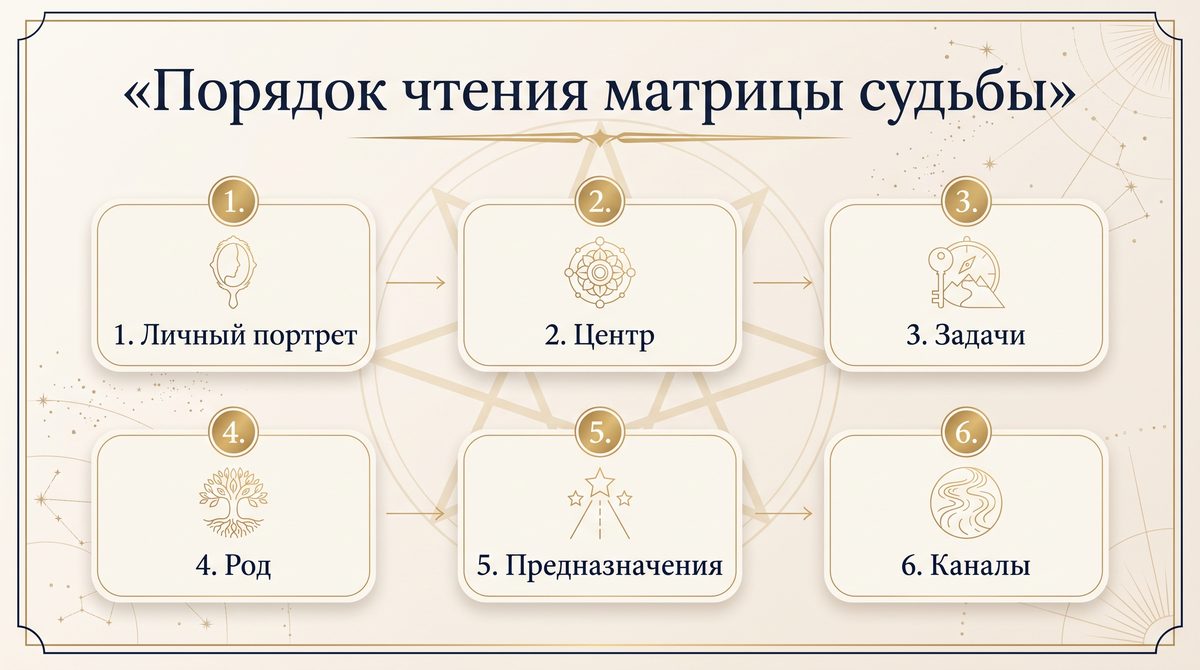 Шпаргалка: порядок чтения матрицы судьбы в 6 шагов